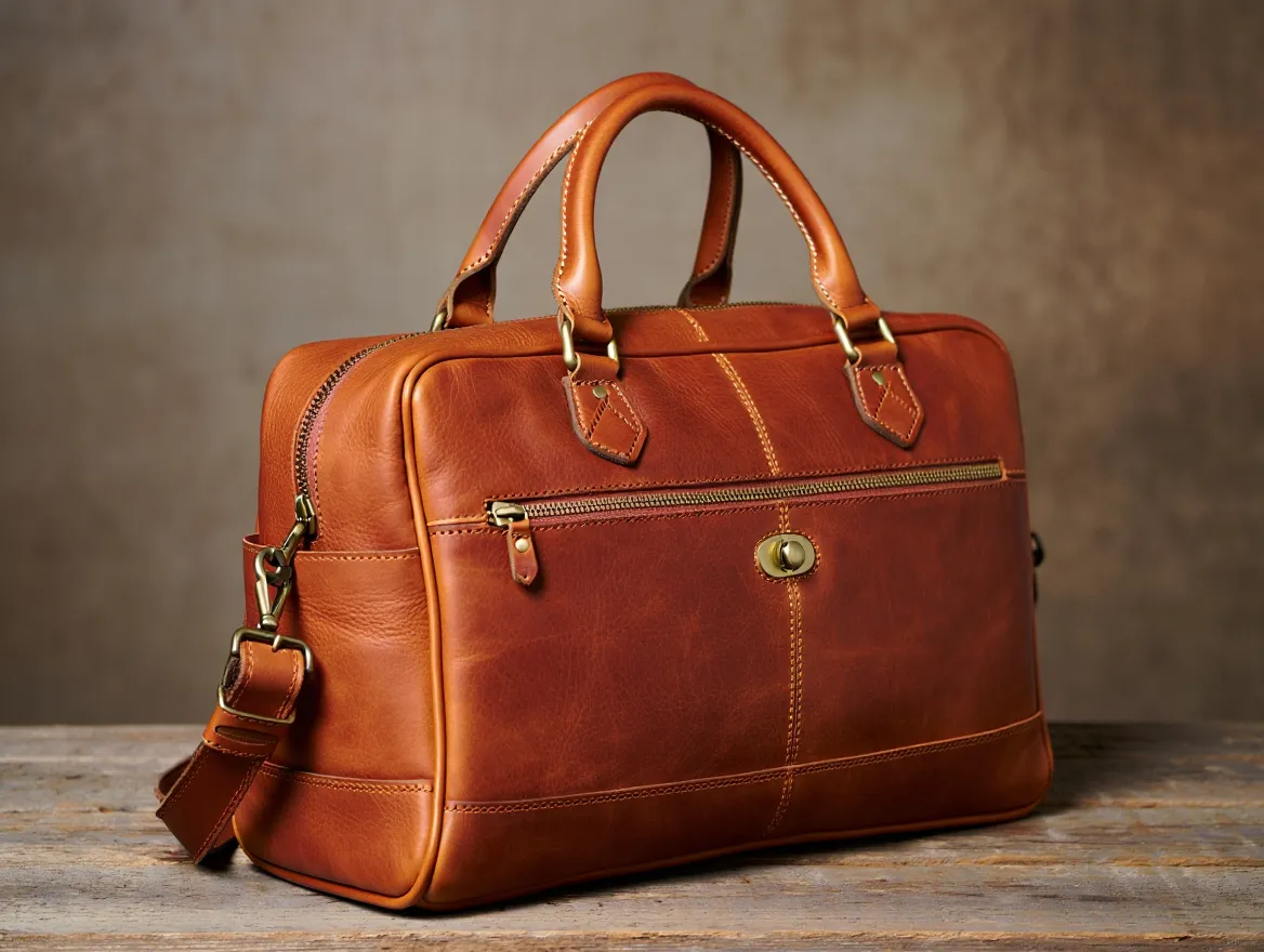 Klassieke leren weekendtas
